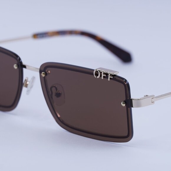 ?️New Off-White OERI13N TAMPA 7664 Sunglasses - Gold Frame, Brown Lenses main image 10
